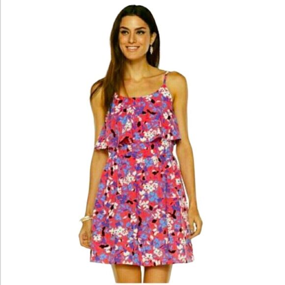 Elle Pink Floral Mini Dress Size Medium - Picture 1 of 6